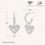 Sterling Silver Zirconia Heart Stud Earrings - Platinum