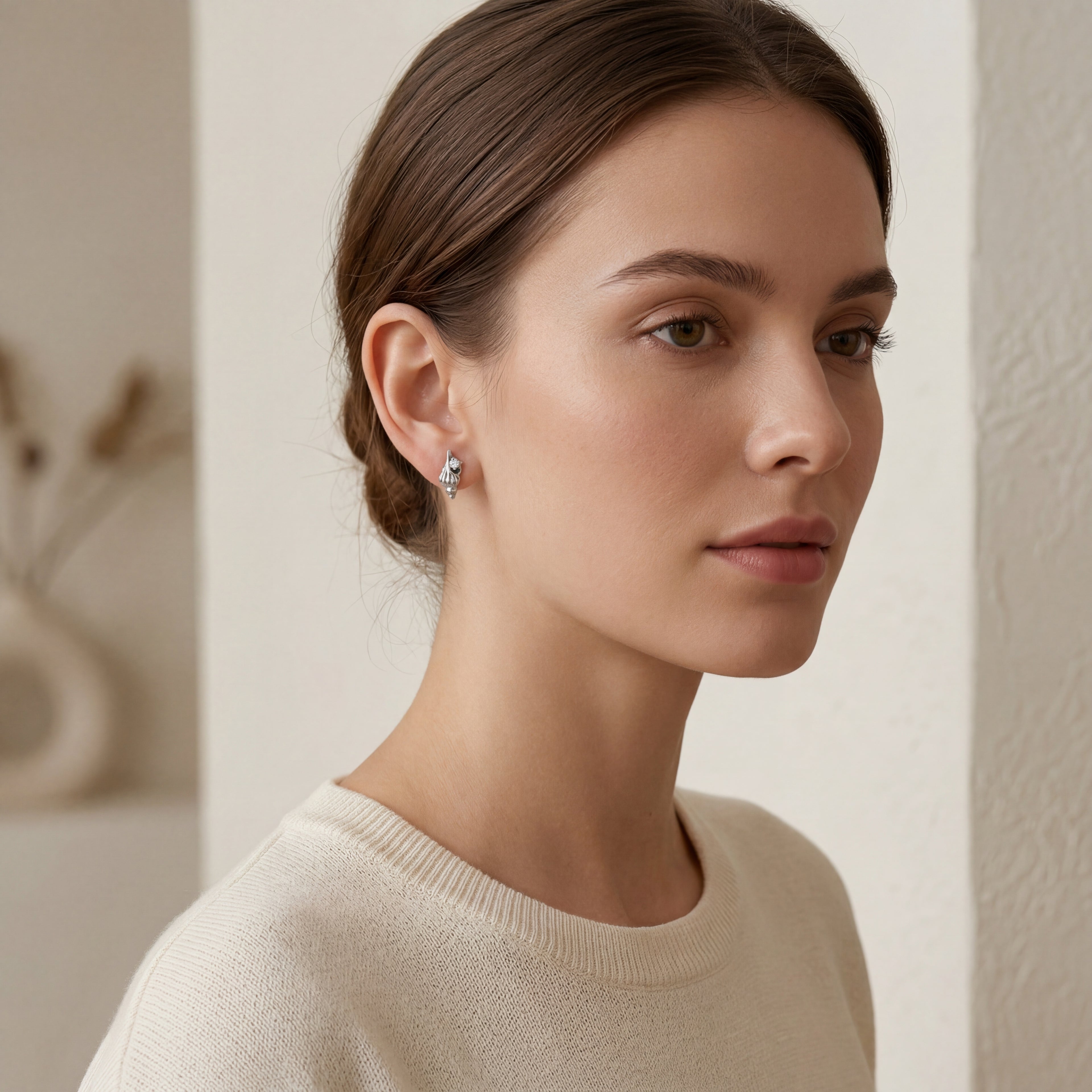 Shell Spiral Titanium Stud Earrings - image 3