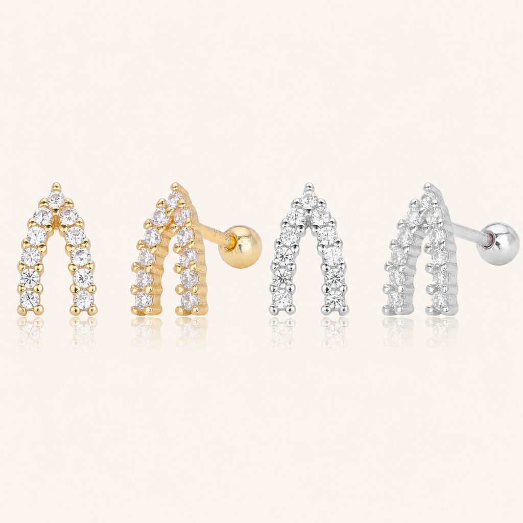 Sterling Silver Twisted Zirconia Ball Flat Back Earrings