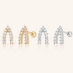 Sterling Silver Twisted Zirconia Ball Flat Back Earrings