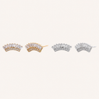 Sterling Silver Scattered Fan Zirconia Stud Earrings