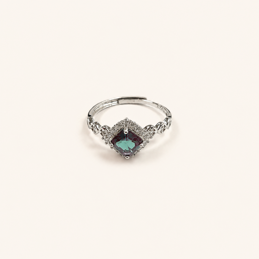 Woven Halo Lab-Grown Alexandrite Ring