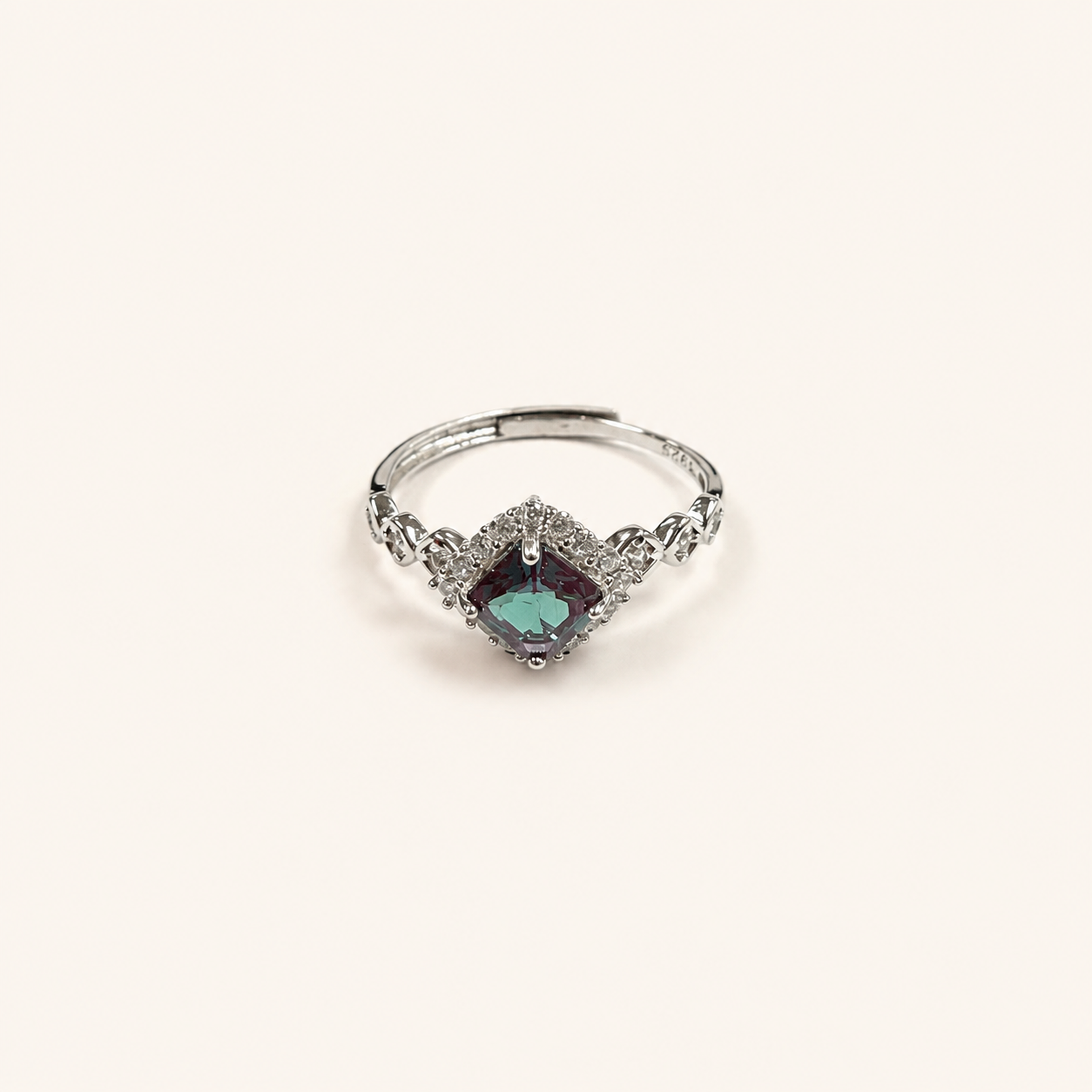 Woven Halo Lab-Grown Alexandrite Ring