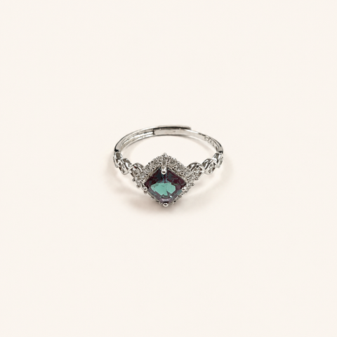 Woven Halo Lab-Grown Alexandrite Ring
