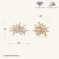 Sterling Silver Snowflake Zirconia Stud Earrings - Gold