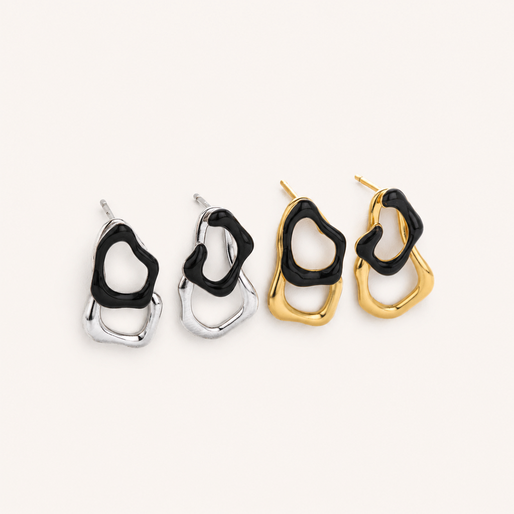 Sterling Silver Detachable Irregular Stud Earrings detail