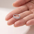 Double Row Crystal Titanium Hoop Earrings - image 4