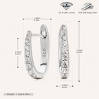 Sterling Silver Single-Row Zirconia Hoop Earrings - Platinum