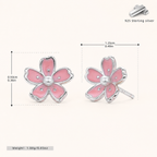 Sterling Silver Cherry Blossom Sakura Stud Earrings - Platinum