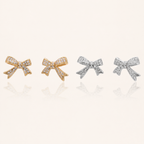 Sterling Silver Pavé Bow Stud Earrings