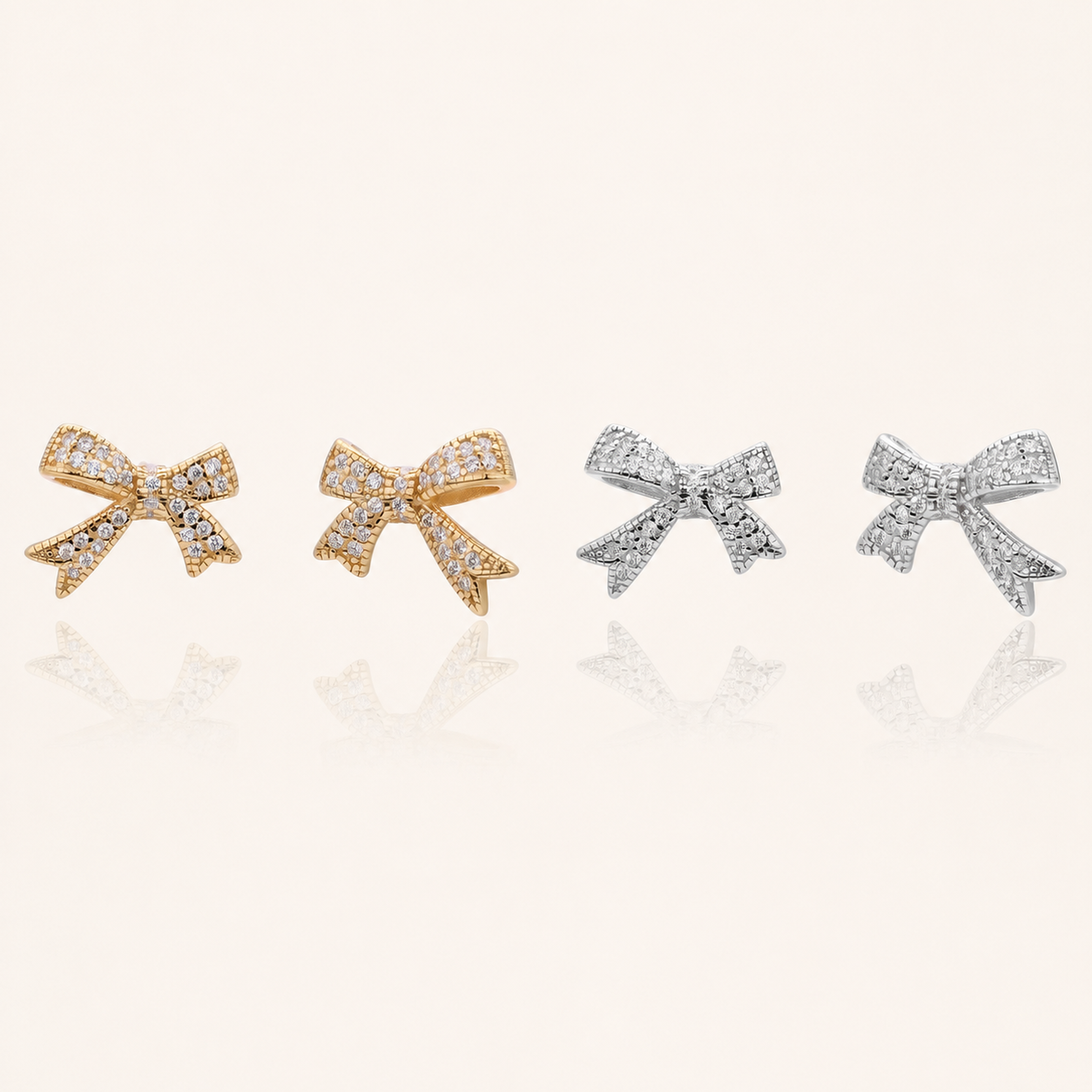 Sterling Silver Pavé Bow Stud Earrings