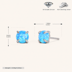 Sterling Silver Mini Opal Stud Earrings - Platinum / 6mm / Blue Opal