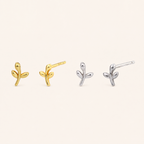 Sterling Silver Leaf Stud Earrings