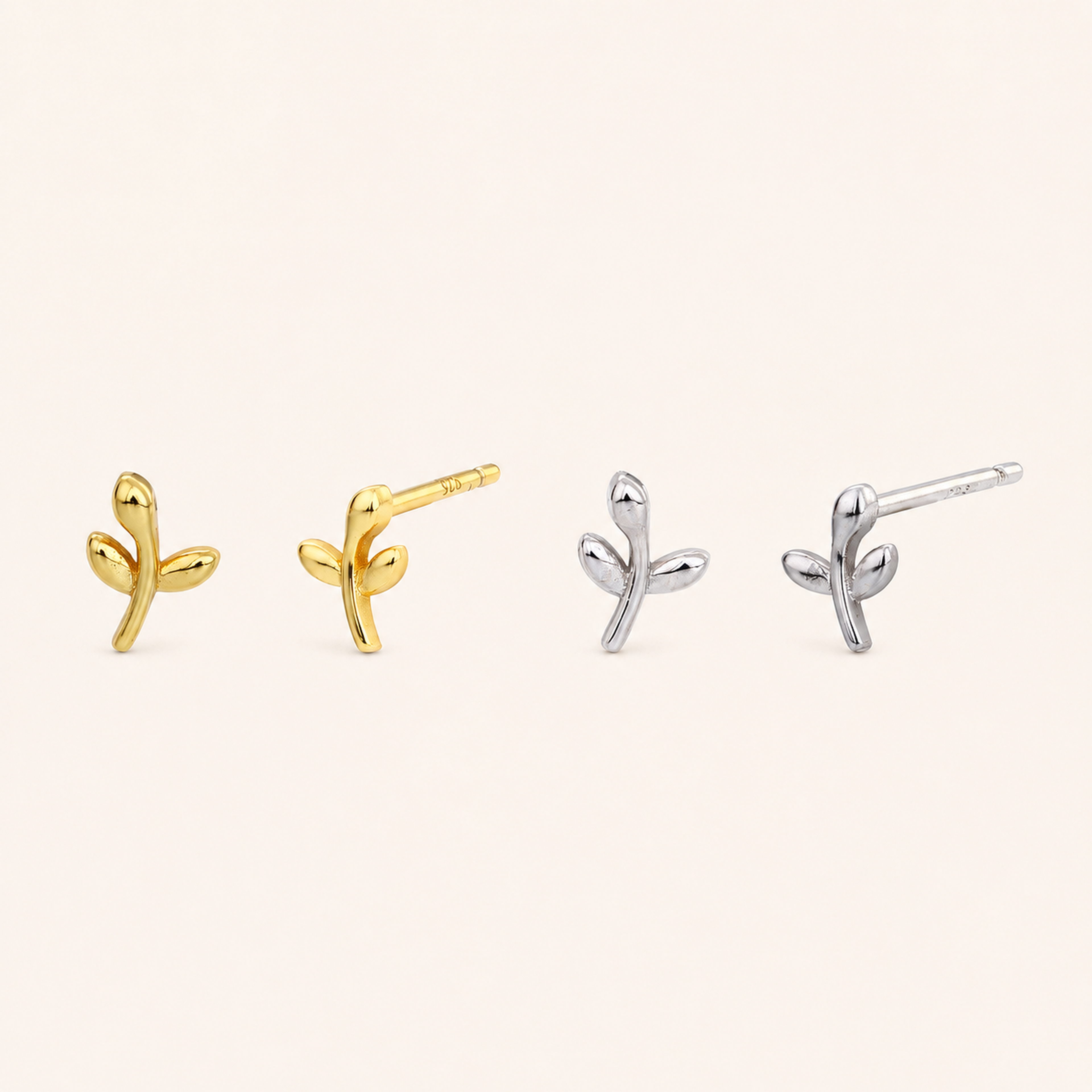 Sterling Silver Leaf Stud Earrings