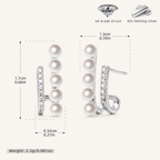 Sterling Silver Pearl & Zirconia Stud Earrings - Platinum