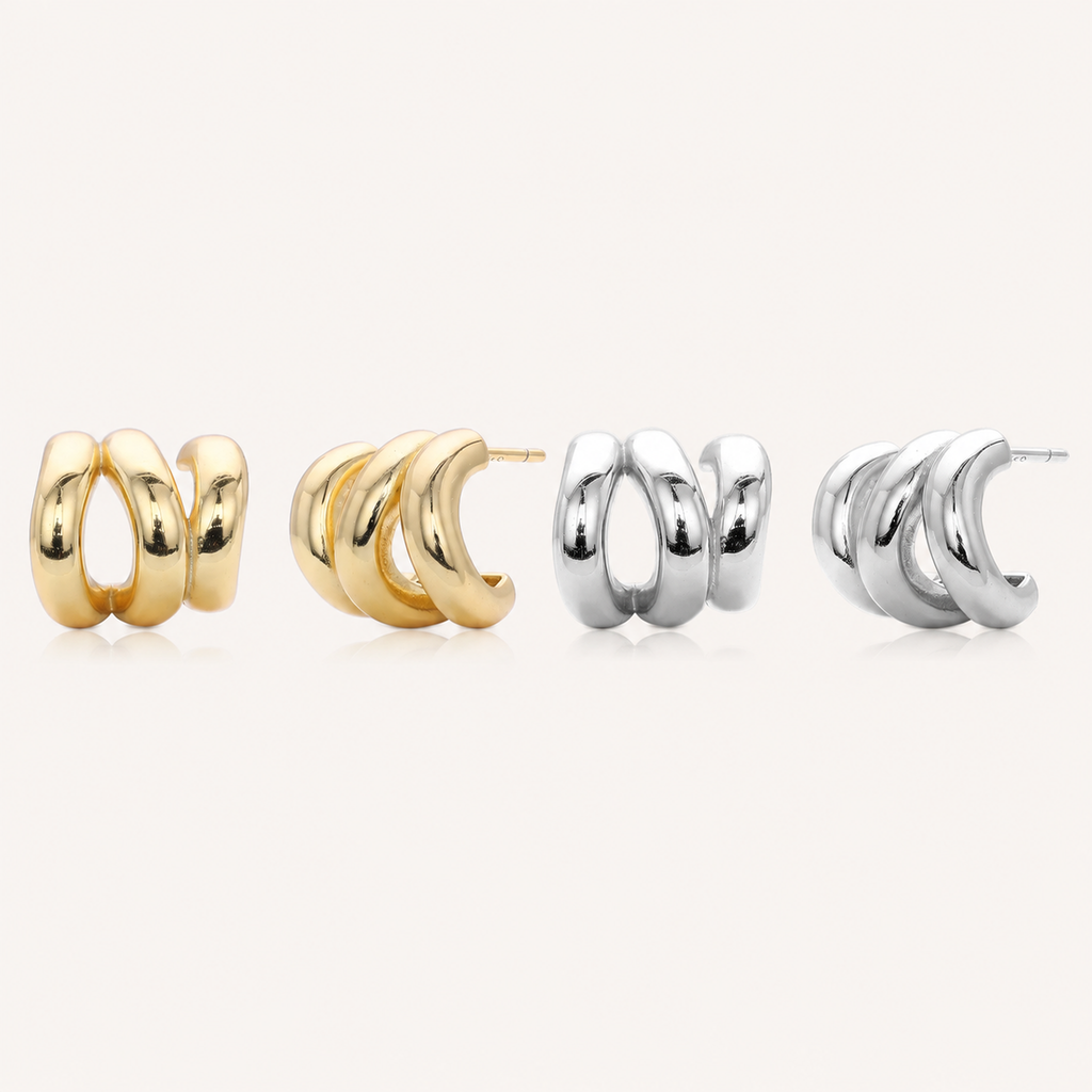 Sterling Silver French Open Circle Stud Earrings