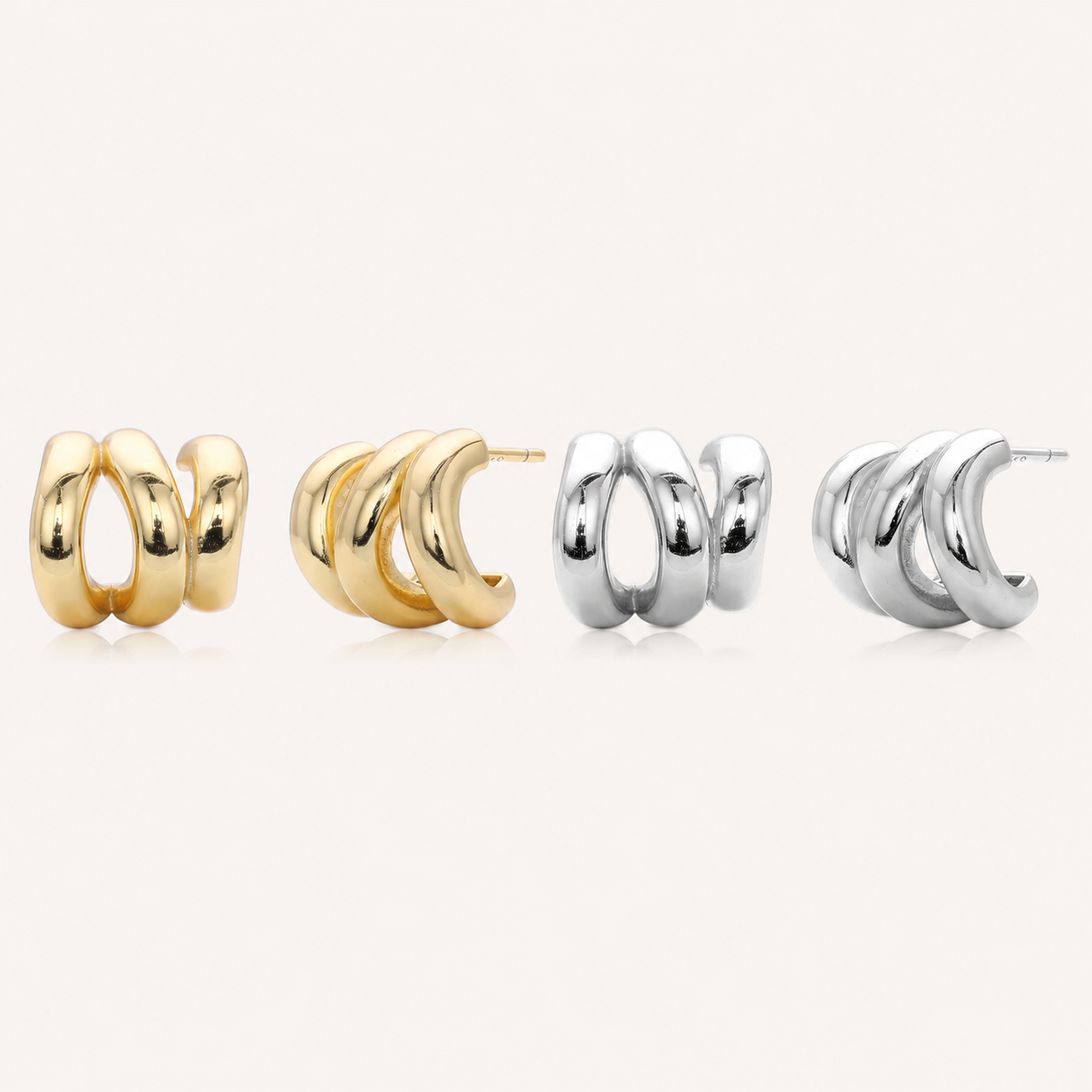 Sterling Silver French Open Circle Stud Earrings