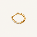 Crystal Oval Titanium Hoop Earrings - Gold