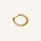 Crystal Oval Titanium Hoop Earrings - Gold