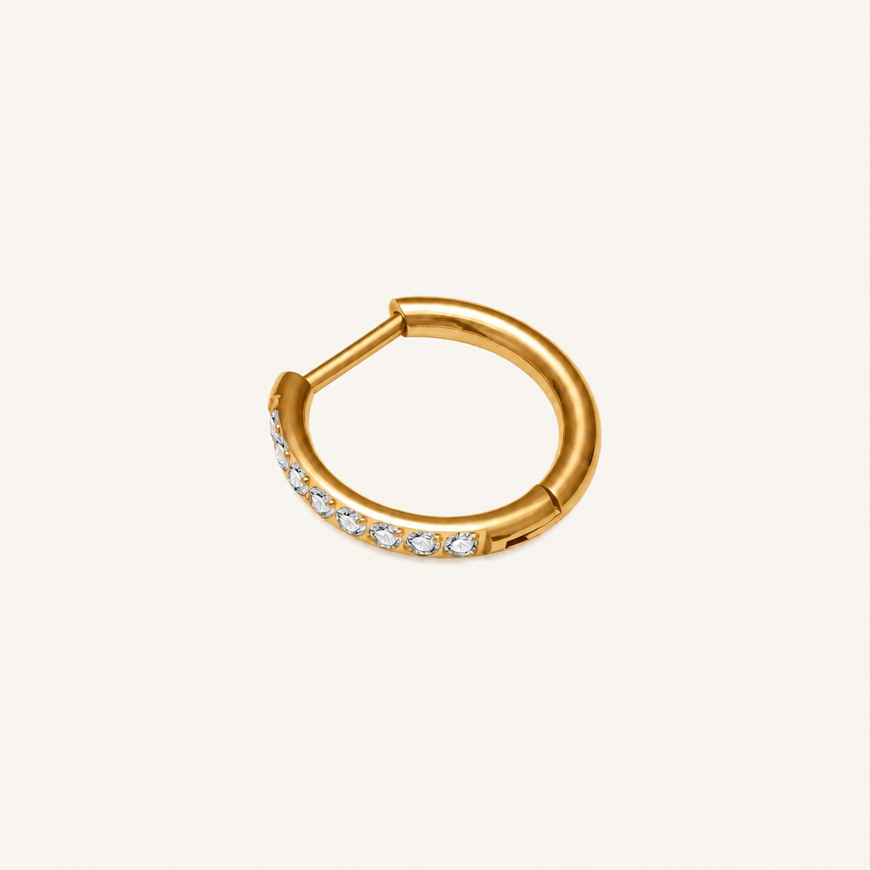 Crystal Oval Titanium Hoop Earrings - Gold