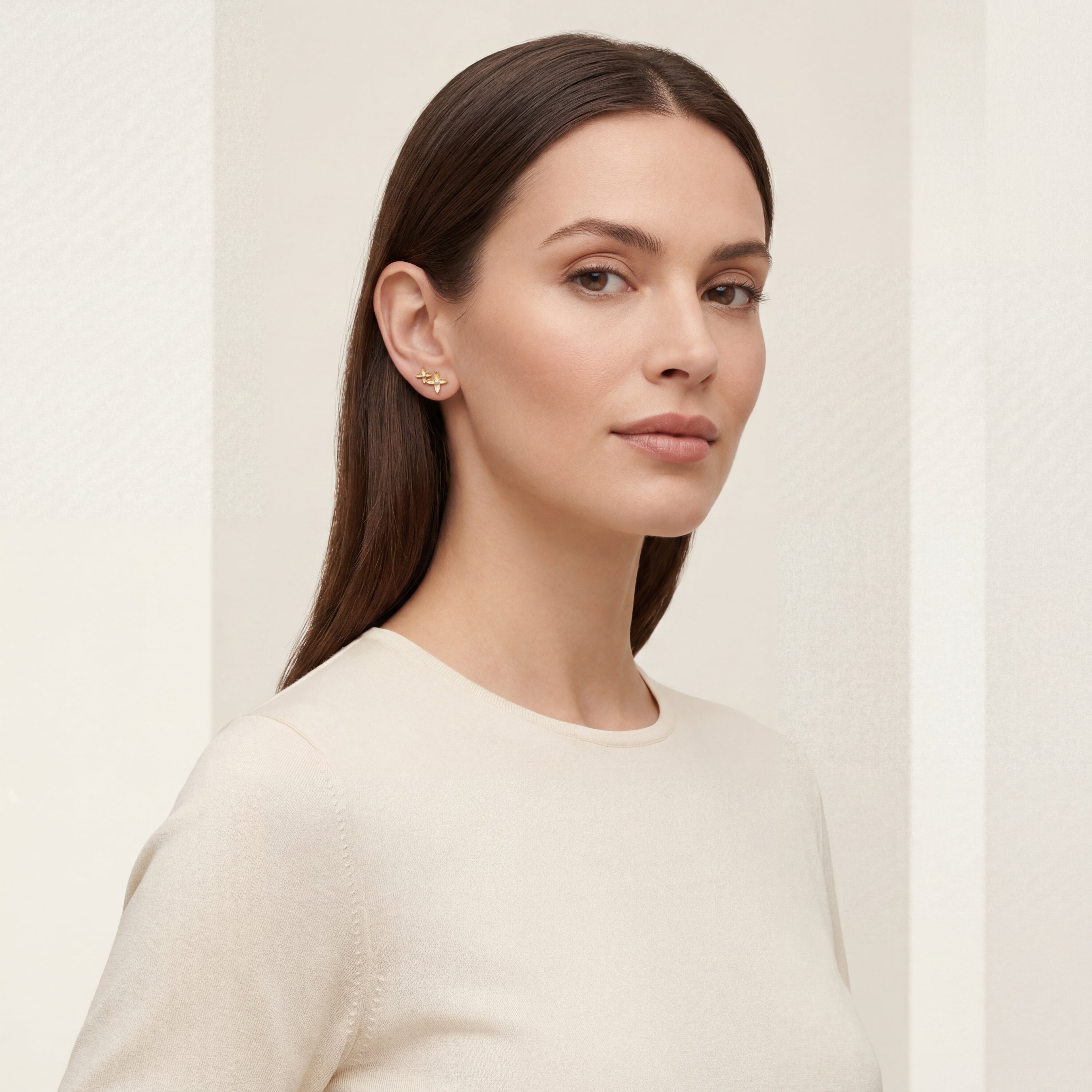 Osmanthus Crystal Titanium Stud Earrings - image 3