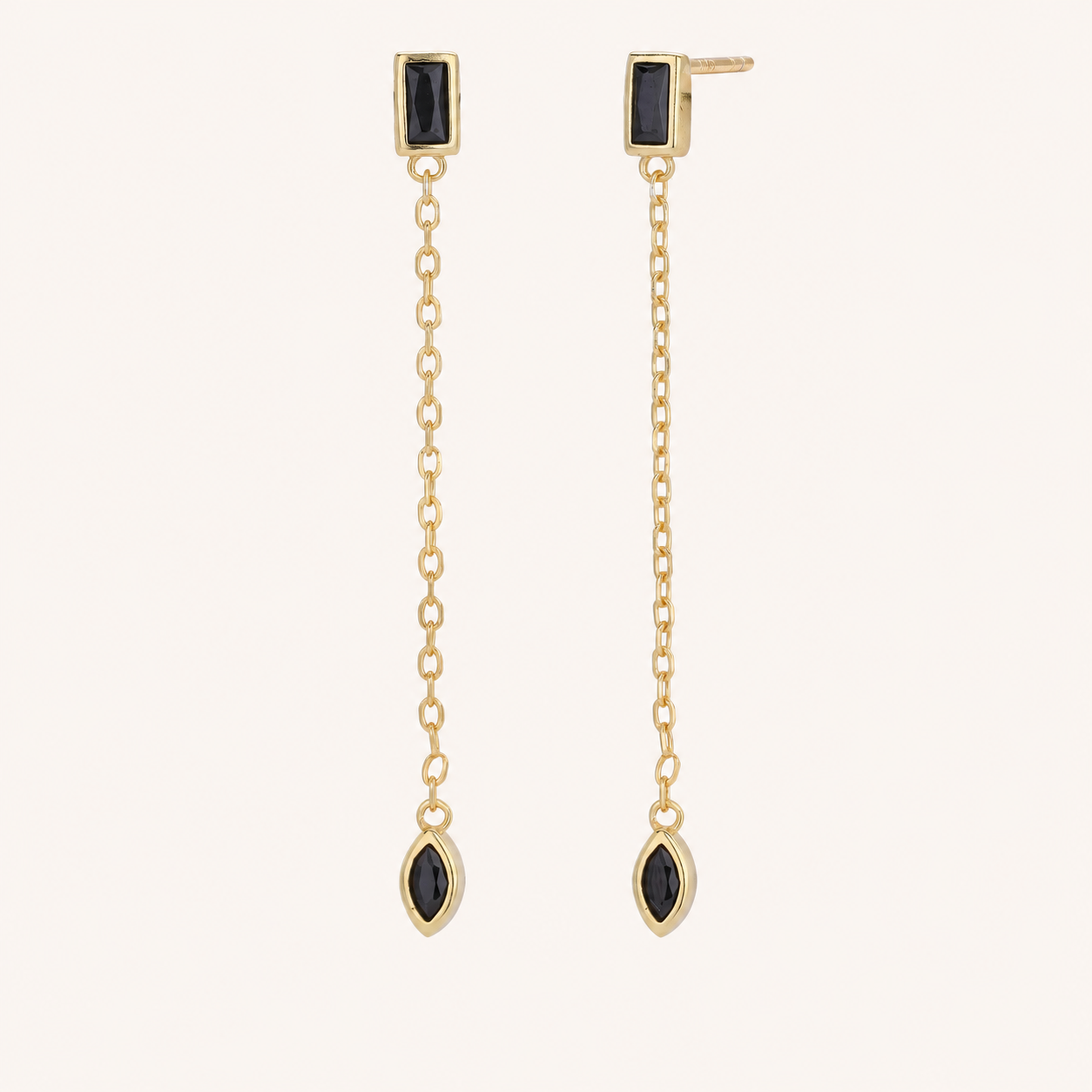 Sterling Silver Zirconia Tassel Chain Drop Stud Earrings