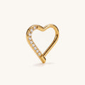 Crystal Heart Titanium Hoop Earrings - Gold