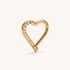 Crystal Heart Titanium Hoop Earrings - Gold