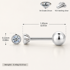 Sterling Silver Bezel-Set Zirconia Flat Back Earrings - Platinum / 1.5mm