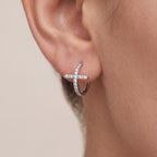 Crystal Cross Titanium Hoop Earrings - image 2