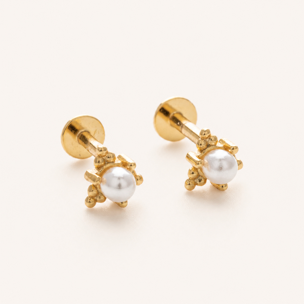 Sterling Silver Freshwater Pearl Stud Earrings detail