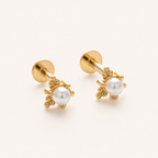 Sterling Silver Freshwater Pearl Stud Earrings detail