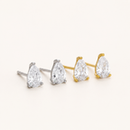 Sterling Silver Teardrop Zirconia Stud Earrings detail