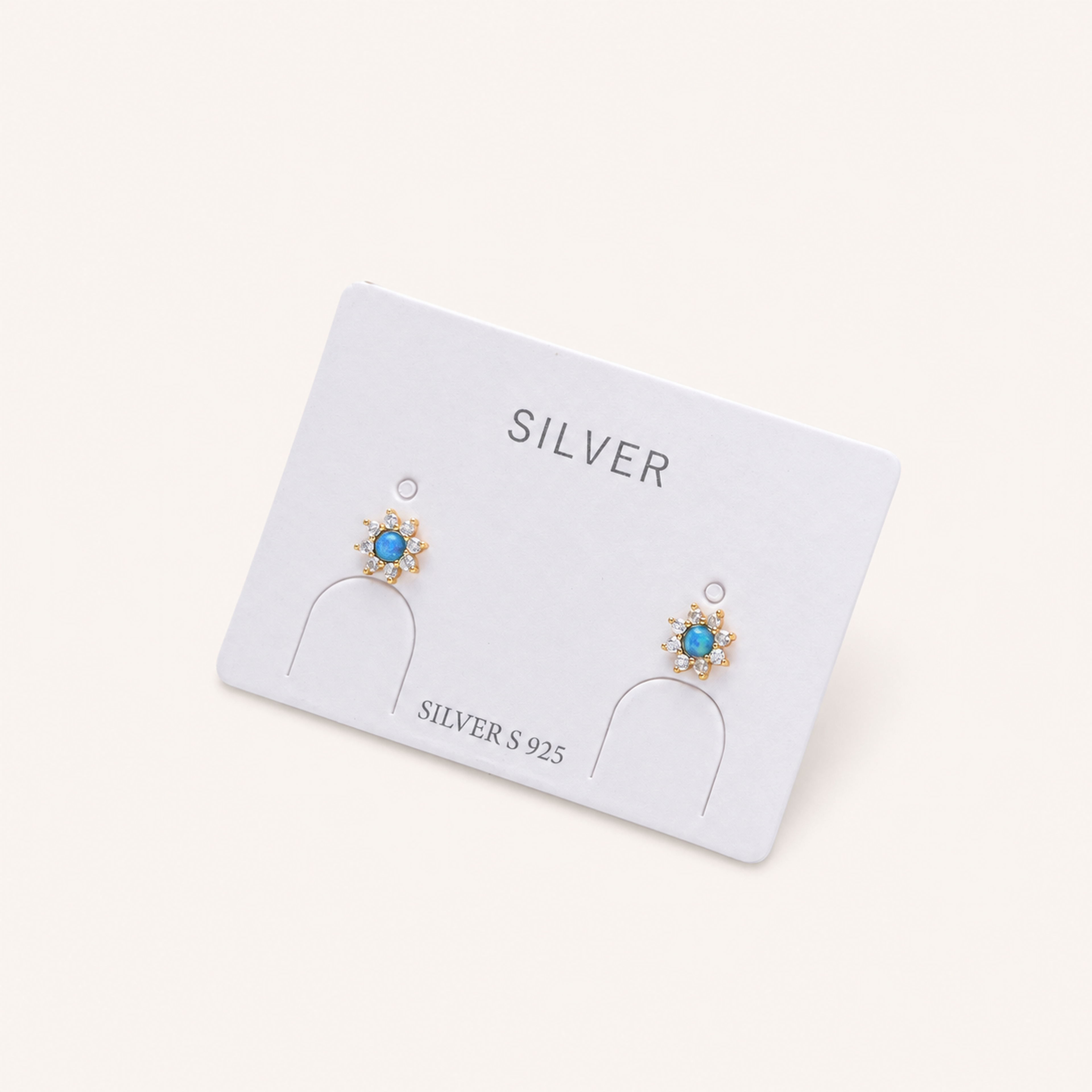 Sterling Silver Opal Sunflower Stud Earrings detail