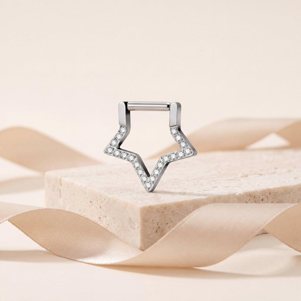Crystal Star Titanium Hoop Earrings - image 5