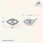 Sterling Silver Evil Eye Stud Earrings - Platinum
