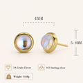 Sterling Silver Moonstone Stud Earrings - Gold / 4mm