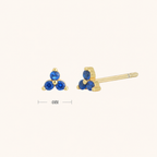 Sterling Silver Triangle Zirconia Stud Earrings - Gold / Dark Blue