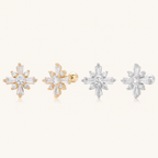 Sterling Silver Rice Flower Zirconia Flat Back Earrings
