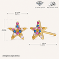Sterling Silver Colorful Zirconia Stud Earrings - Gold