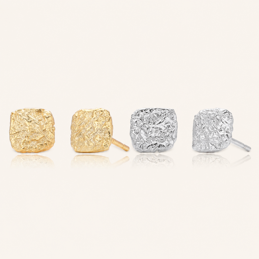 Sterling Silver Molten Lava Stud Earrings