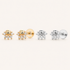 Sterling Silver Zirconia Ball Flat Back Earrings