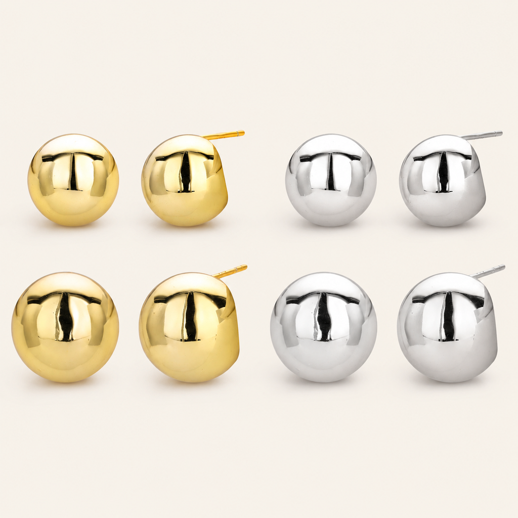 Sterling Silver Polished Half-Circle Stud Earrings