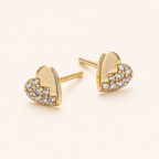 Sterling Silver Zirconia Heart Stud Earrings detail view