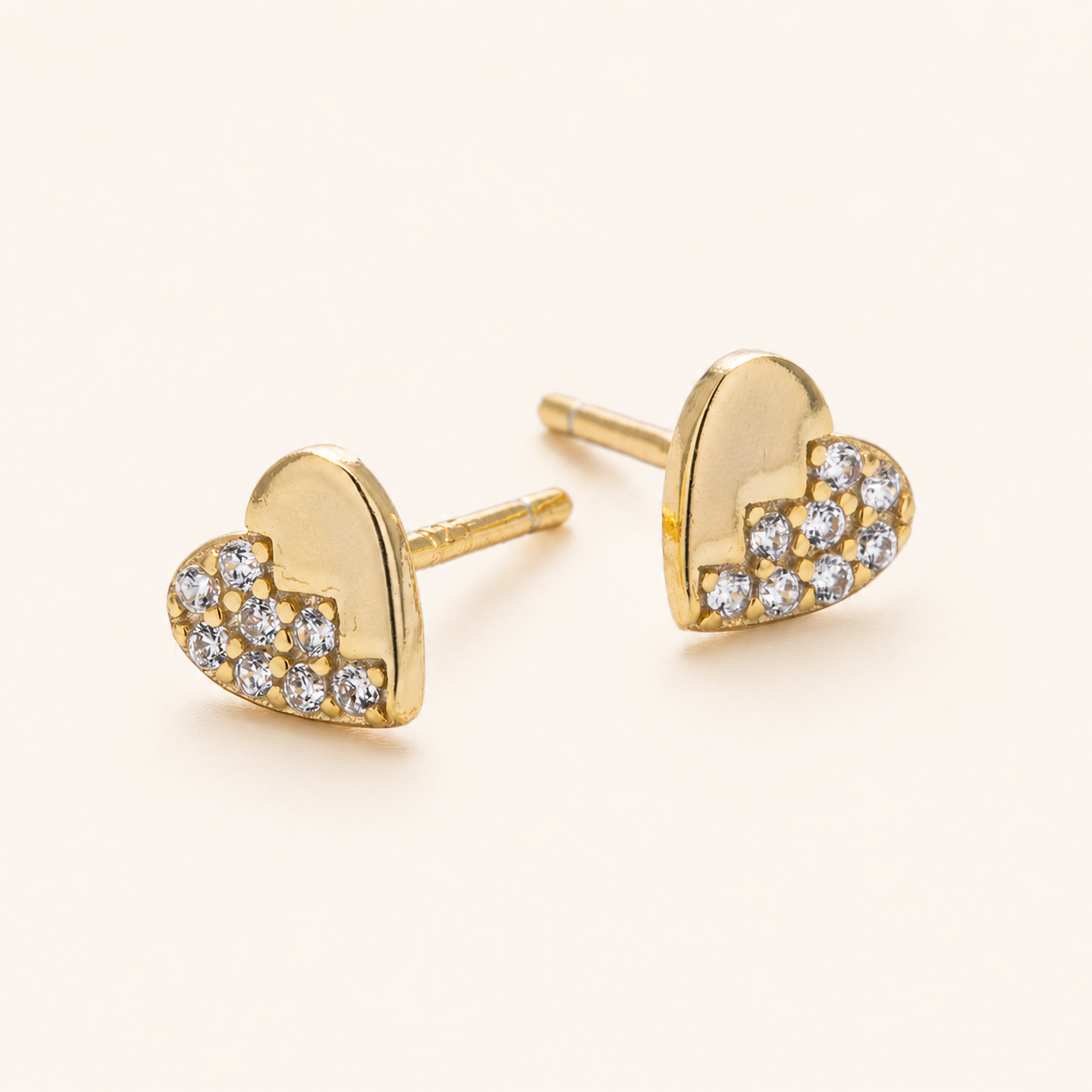 Sterling Silver Zirconia Heart Stud Earrings detail view