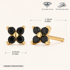 Sterling Silver Four-Petal Flower Stud Earrings - Gold / Black