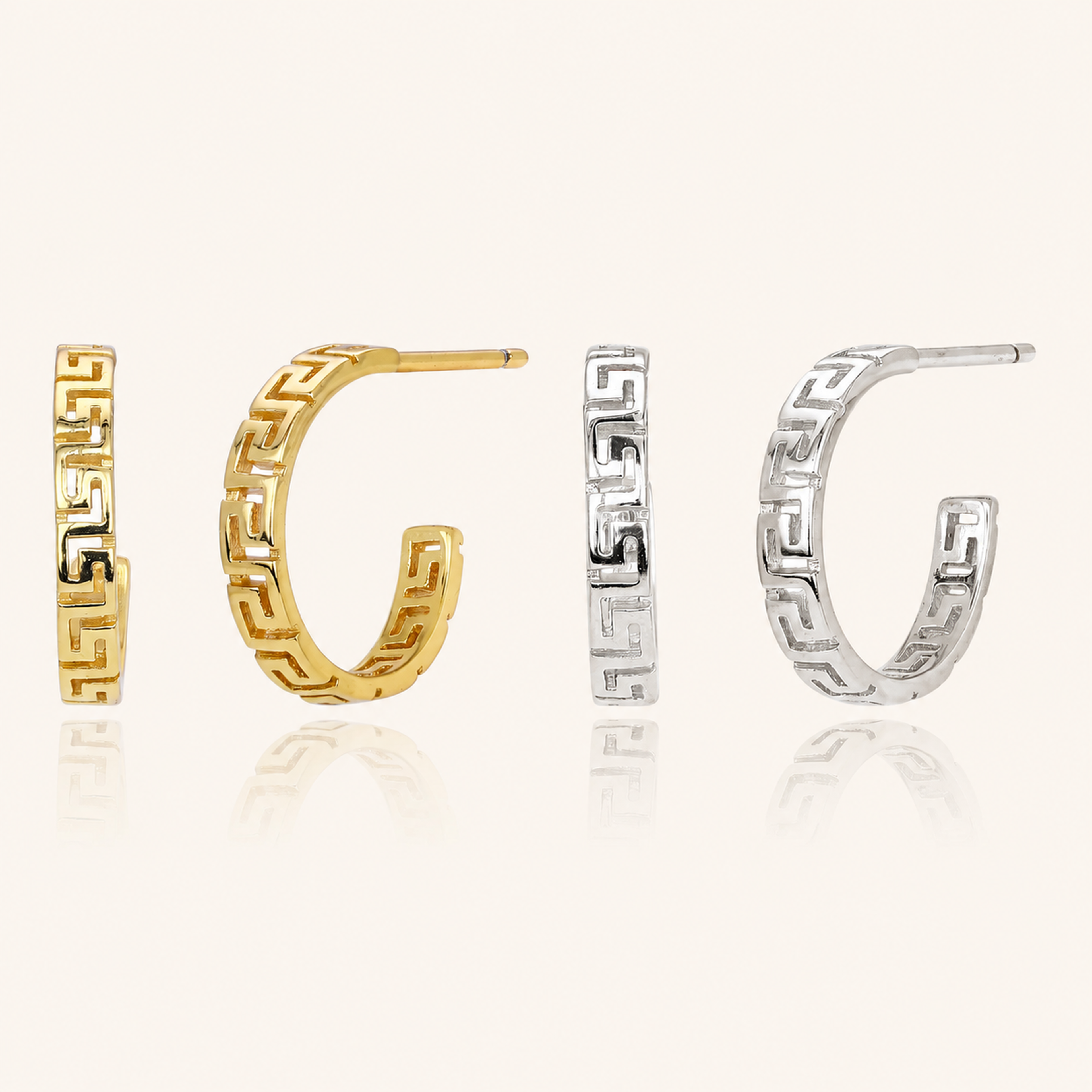 Sterling Silver Geometric C-Curve Stud Earrings