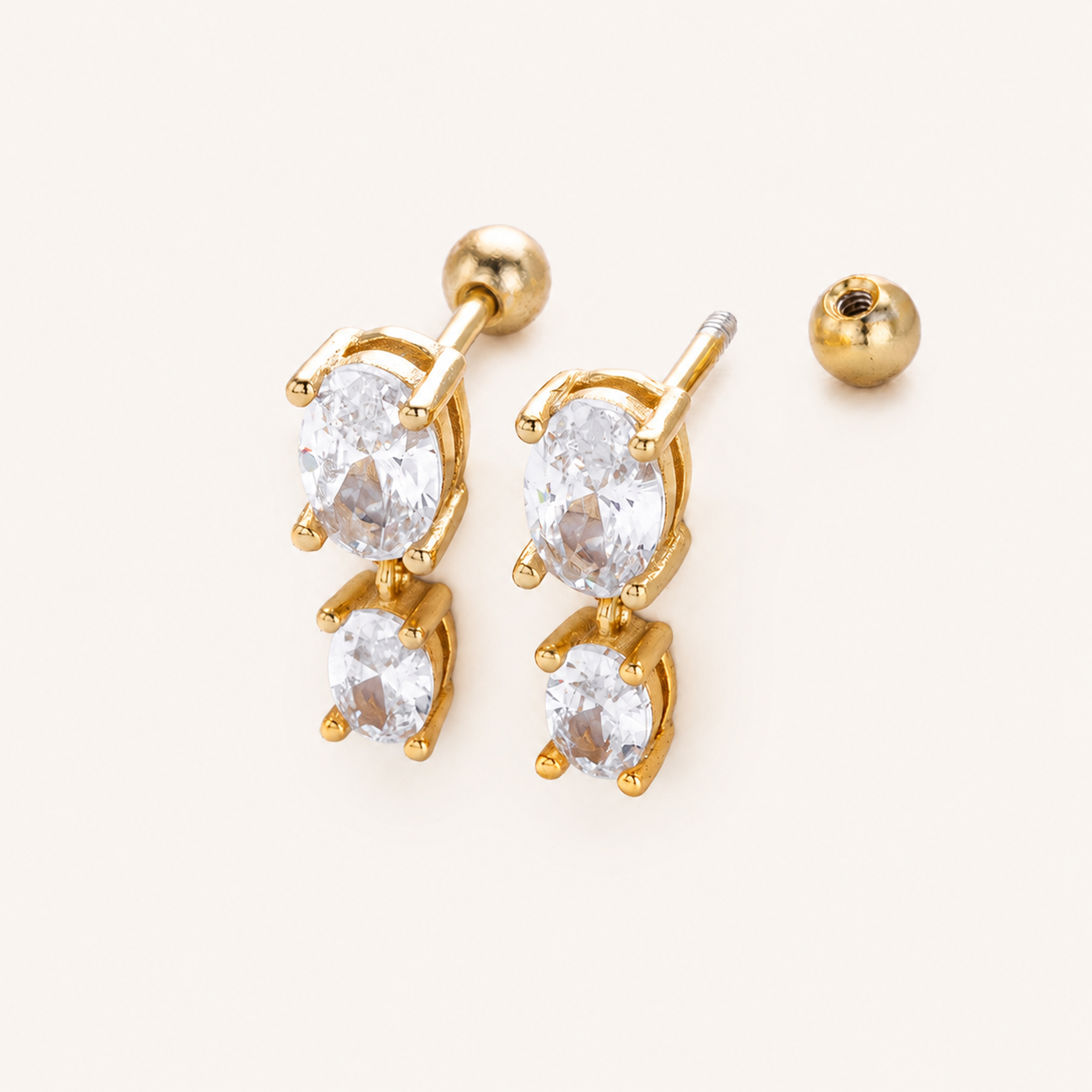 Sterling Silver Minimalist Zirconia Flat Back Earrings detail view