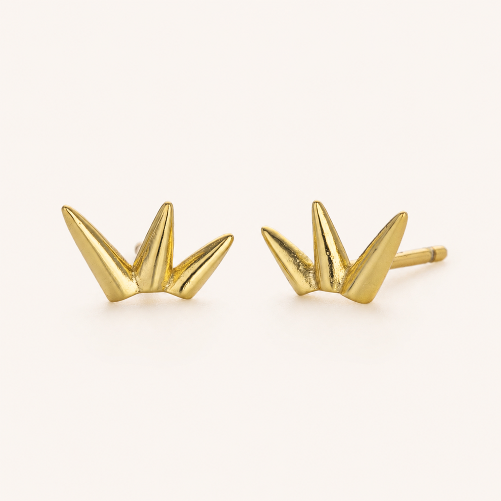 Sterling Silver Bamboo Leaf Stud Earrings detail view