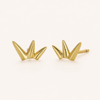 Sterling Silver Bamboo Leaf Stud Earrings detail view